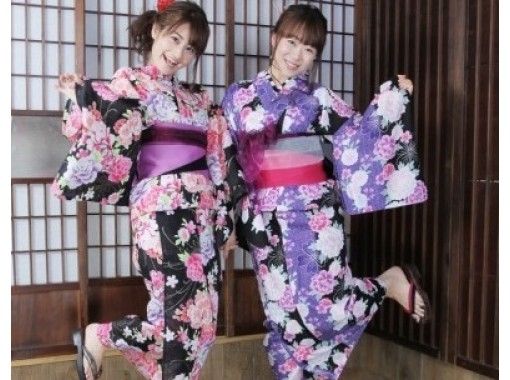 [Tokyo / Shinjuku] Yukata Rental "Yukata with girls plan" Application from 2 people more, directly from the station, empty-handed OK!の画像