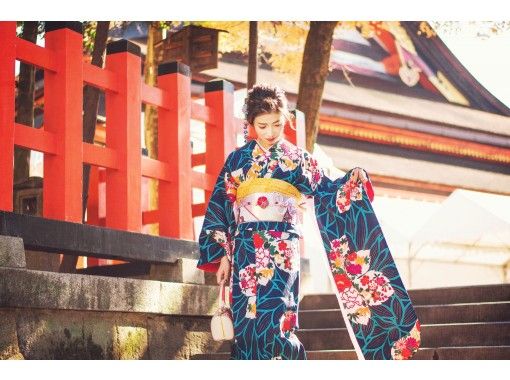 [Kyoto/Gion] Let's tour Kyoto in furisode! Furisode rental plan (with Japanese-style small gift benefits)の画像
