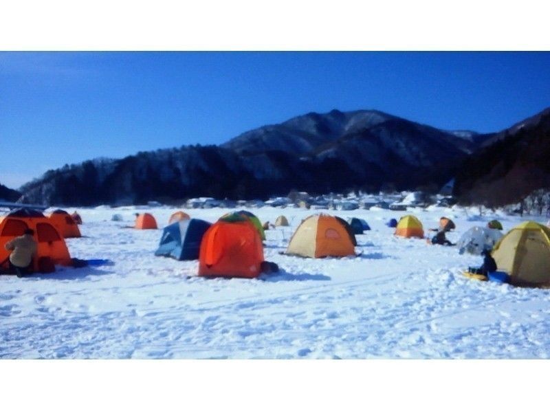 【長野　大町市】中綱湖でワカサギ穴釣り～天ぷら付き！冬：中綱湖公魚穴釣り　春～秋：ワカサギボート釣り