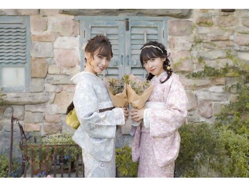 京都 祇園 着物一式 ヘアセット付 着付け込プラン 雨の日は雨傘無料レンタル中 アクティビティジャパン