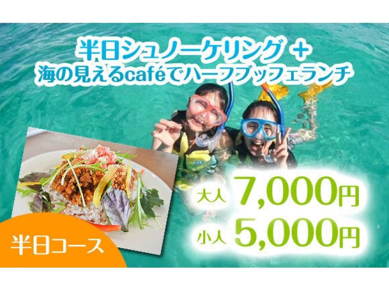 【沖縄・石垣】シュノーケリング+海の見えるcafeでハーフブッフェランチ(半日コース/午前のみ)