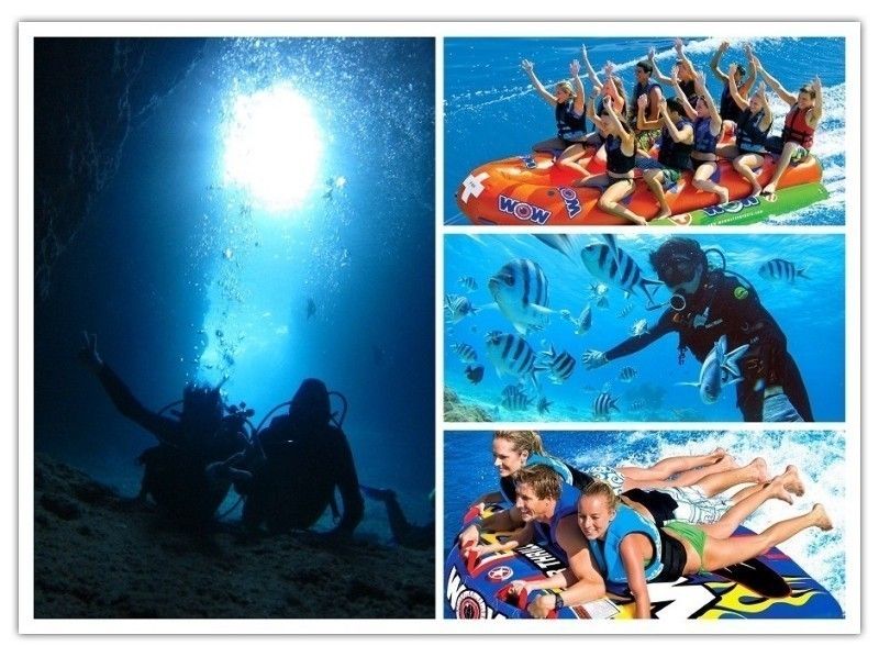 [National travel support registration store] [Blue cave experience diving by boat + 3 types of marine sports] Photo gifts and free feedingの紹介画像