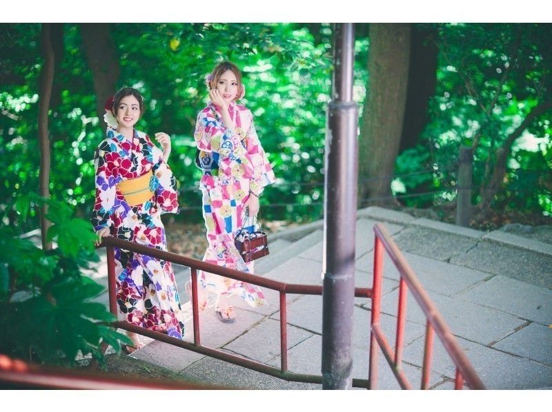 【大阪・浴衣レンタル】ヘアセット付き！雨の日は和傘無料貸出♪浴衣一式レンタル＆着付けプラン！