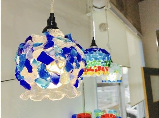 ハンドメイド 琉球ガラス吊し型ランプ-