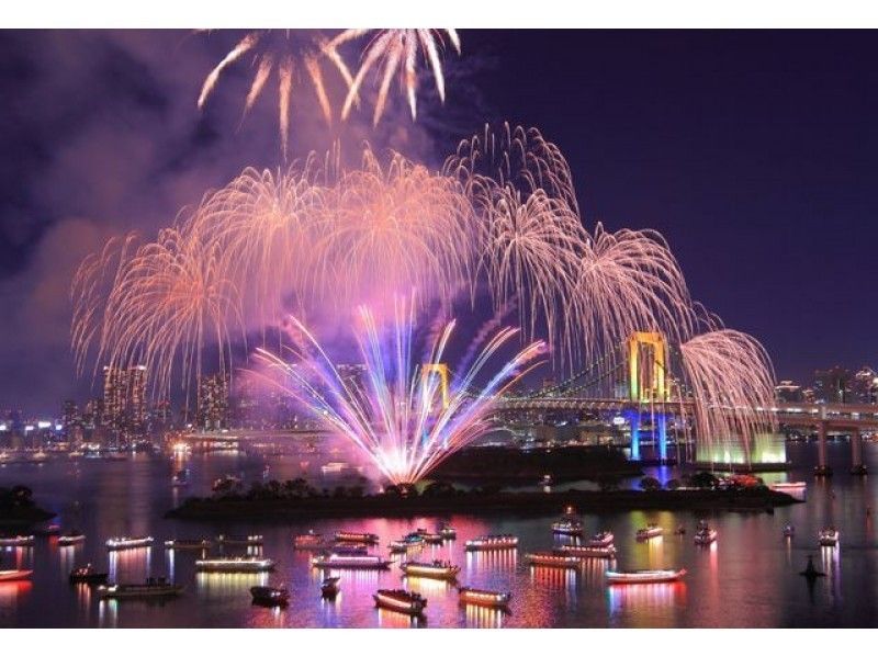 「2018年5月26日お台場花火」展望デッキ付き屋形船・観覧クルーズ 【北品川乗船】【12002】の紹介画像