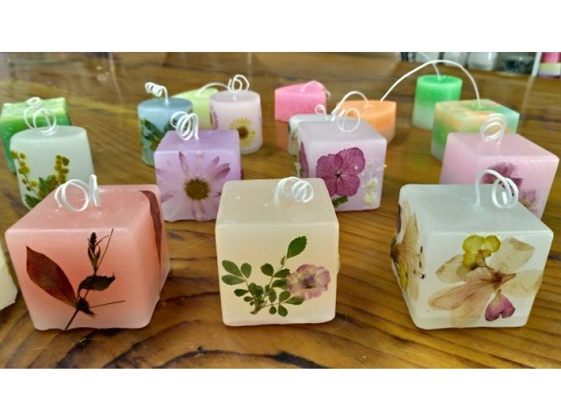 押し花キャンドル2個【名古屋駅チカ!徒歩4分。30名迄】アロマとフラワーで癒され体験♪初心者も楽しい