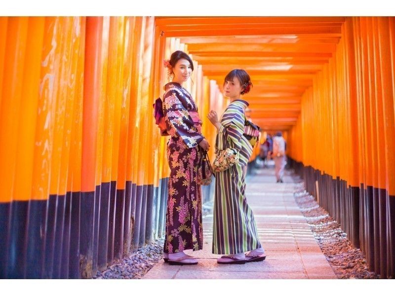 【京都駅・着物レンタル】ヘアセット付き！本格着物一式レンタル＆着付けプラン！（9月まで）