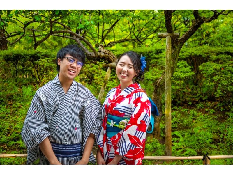 【東京・浅草】カップル（1Day）着物・浴衣レンタルプラン♡二人で浅草散策♪　浅草駅近の当店へ！