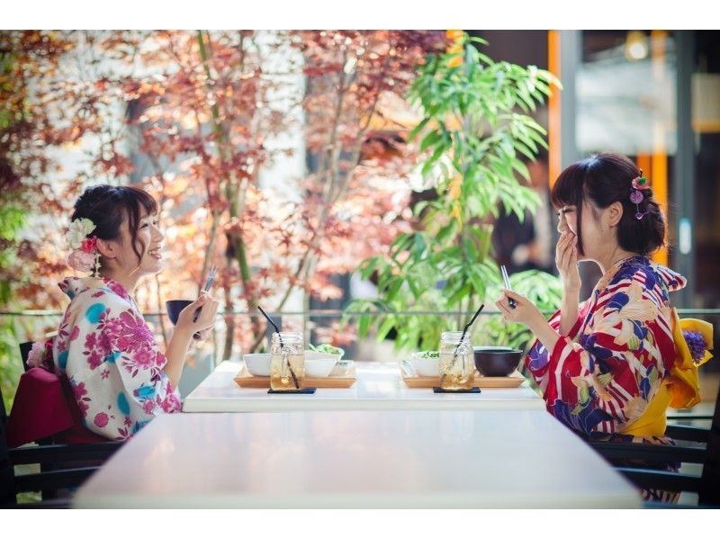 【東京・浅草・浴衣レンタル】ヘアセット付き！雨の日は和傘無料貸出♪浴衣一式レンタル＆着付けプラン！