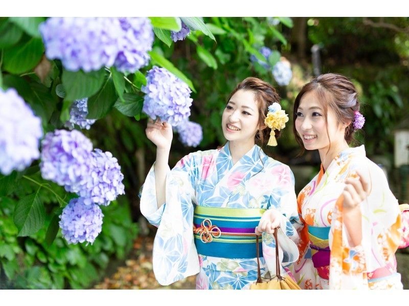 【東京・浅草・浴衣レンタル】ヘアセット付き！雨の日は和傘無料貸出♪浴衣一式レンタル＆着付けプラン！