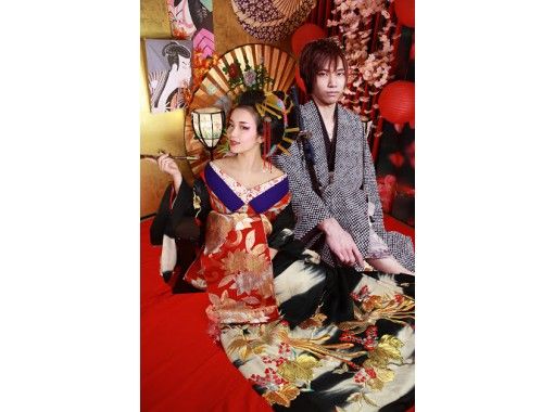 [Tokyo ・ Asakusa] Oiran / Maiko “Geisha & Samurai experience” Japanese style studio course “Couple plan” Beautiful skin correction free!の画像
