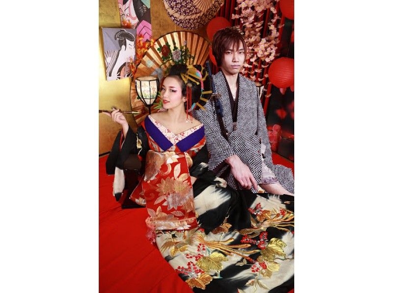 【東京・浅草】花魁・舞妓・芸者&侍体験 和風本格スタジオコース カップルプラン★美肌修正無料