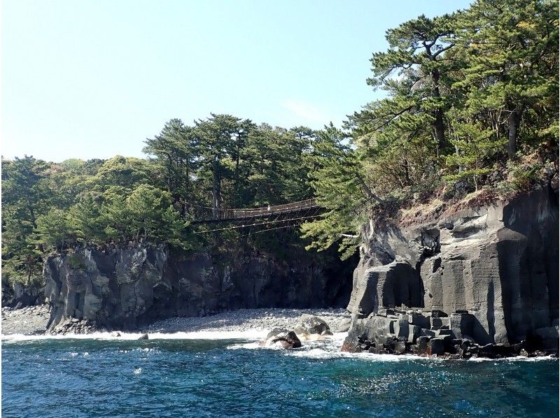 【伊豆高原】スリル満点！断崖絶壁に架かる吊り橋・城ケ崎海岸ジオウォーキングの紹介画像