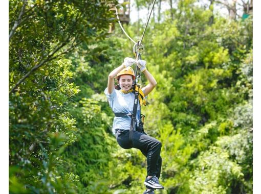 [Okinawa, Northern Yanbaru, Higashi Village] 5 zipline adventures ★ Guided! Elementary school students are welcome to participate as long as they weigh 25kg or more! Experience the Yanbaru forest from the sky ☆の画像