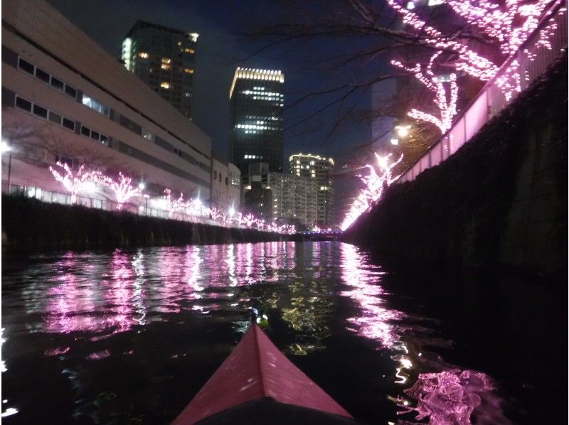 【東京】目黒川☆冬の桜イルミネーション＆秋の夕焼けカヌーカヤッククルーズ☆都会の絶景旅☆桜の紅葉も