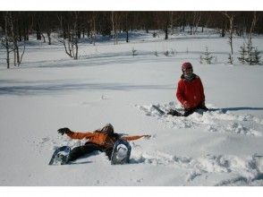 【北海道・知床】ガイドの案内で氷の柱「フレペの滝」スノーシューハイキング～６才から参加できます！の画像