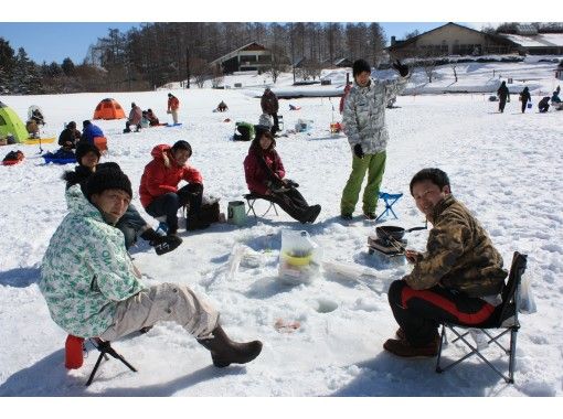 長野 霊仙寺湖 氷上わかさぎ穴釣り手ぶらセット 家族及びグループプラン 天ぷらセット アクティビティジャパン