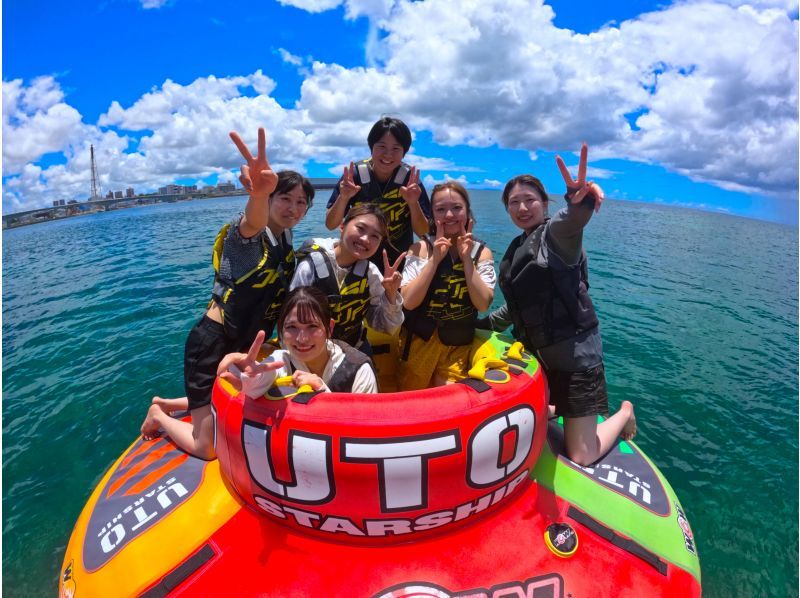 [Okinawa/Urasoe/Ginowan] Screaming sea play! Jet ski experience with the latest towing tube! Popular marine activity 2-piece set "A plan ♪"の紹介画像