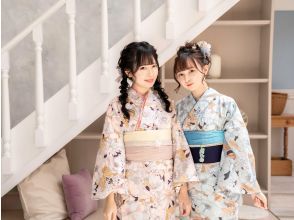 【岡山・倉敷】新作レトロ浴衣！ヘアセット付き！「一式レンタル＆着付けプラン」雨の日は雨傘無料貸出！の画像