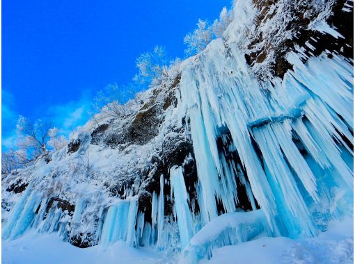 【山形　蔵王】仙人沢氷瀑（アイスガーデン）と樹氷を巡るスノーシューツアー　無料送迎可の画像