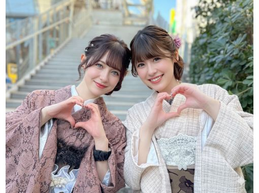 [โตเกียว/อาซากุสะ]★เรโทรพรีเมียม★เพลิดเพลินกับการแต่งกายด้วยชุดกิโมโนโบราณ♪ รวมชุดผมและการแต่งกายの画像