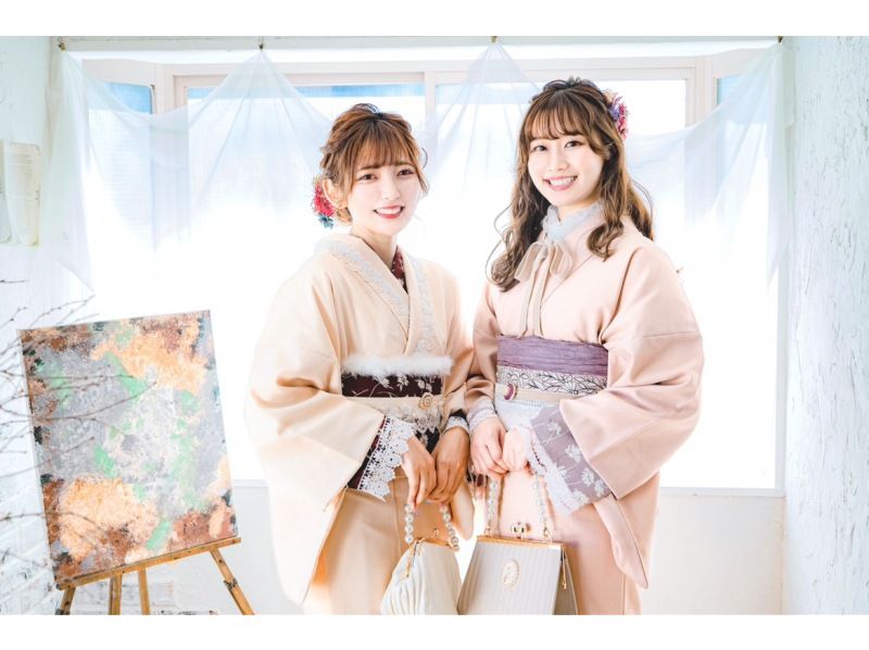 [Tokyo/Asakusa main store] Spring sale underway! ★Enjoy coordinating your outfit with the popular retro-modern kimono♪ Complete kimono, hair set, and dressing included!の紹介画像