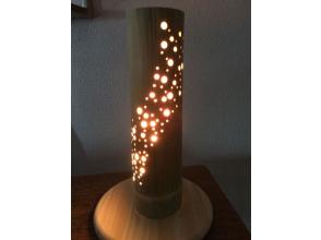 【新井工艺教室/竹灯笼制作】在竹子上钻孔，可以制作出独一无二的竹灯笼。の画像