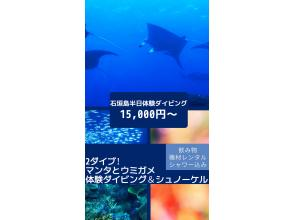 【石垣島/半日】ボートクルーズ、絶景珊瑚とマンタとウミガメ２体験ダイビング、器材・飲み物・タオル付き