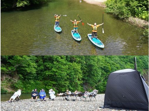 [Hokkaido, Sapporo, Jozankei] Rejuvenate your body and mind in a relaxing space - SUP & tent sauna tour - Bonfire & roasted marshmallows includedの画像