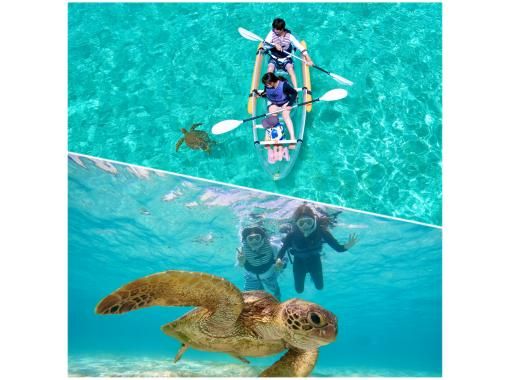 ☆ 海龜遭遇率99.9% ☆ [透明皮划艇和浮潛] 非常受歡迎的2小時計畫♪ ☆ 免費無人機攝影和水下攝影の画像