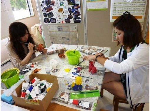 【沖縄県・宜野座村】シーサー色塗り体験　素焼きのシーサーに色付けをして、オリジナルMyシーサーが作れますよ！の画像