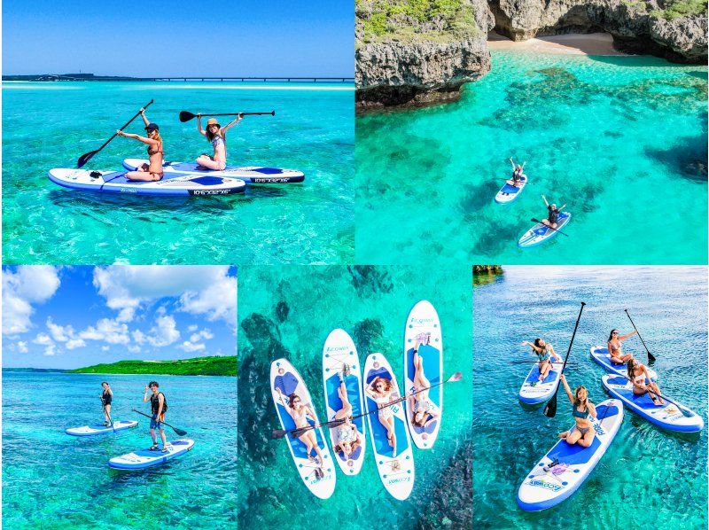 宮古島【SUP】《1組限定！貸切プライベートツアー！》「ドローン撮影付」世界トップレベルの美しさを誇る宮古島の海でサップ体験の紹介画像