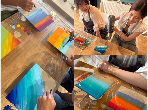 [Ishigaki Island/Resin Art Experience] Ocean Coaster (2 per person) Creation/Make a memorable ocean ♡ Groups accepted!/Cute interior ♡/1 minute walk from Euglena Mallの画像