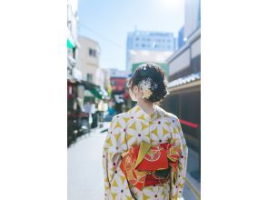 【東京・浅草・女性限定】ヘアセットも付いて全身トータルコーディネイト！お得に可愛い着物体験♪髪飾りも付け放題！