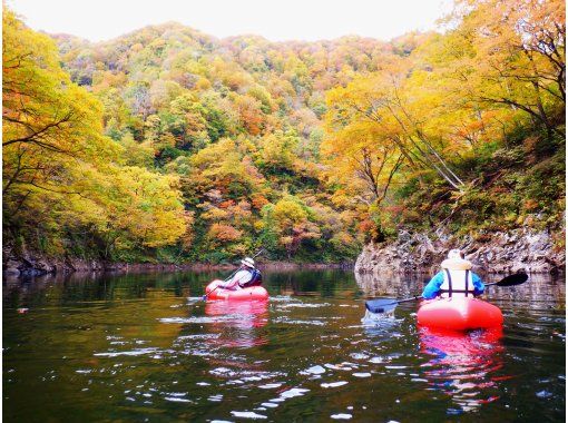 【東北・山形】鶴岡市・秘境・荒沢湖・１０月限定秋のレイクパックラフト・遠足ツアー・写真データ無料！下旬には見事な紅葉の画像