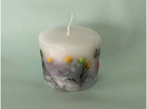 [From Miyagi/Sendai: Limited Time Discount] Create a one-of-a-kind botanical candle (S-size: approx. 6 cm in diameter) using your favorite floral materials♪の画像
