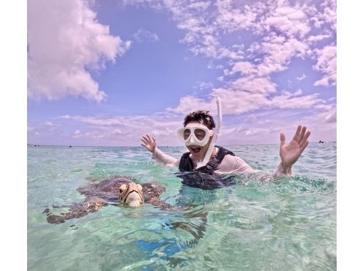 [Okinawa, Miyakojima, Snorkeling] Filmed with the latest cameras! Safe and secure, just a 15-minute walk from the city center! Overwhelmingly popular! A mystical experience of swimming with wild sea turtles!の画像