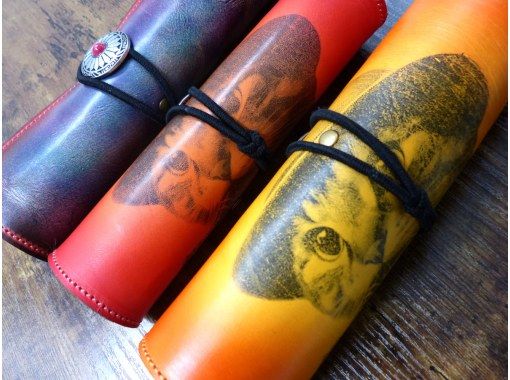 [Hyogo/Kobe] ★You can dye and transfer print on leather★ A tasteful experience to dye your own original pen case♪ It's a lot of fun even for the first time☆の画像