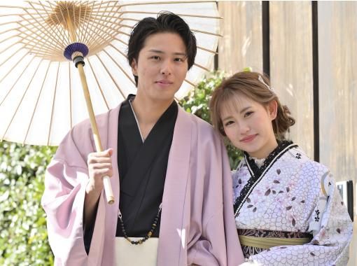 [Tokyo, Asakusa] Couple plan If you're going on a date in Asakusa, rent a kimono at a couple's discount! Dress up stylishly and walk around the city!の画像