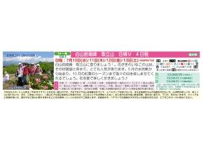 [Departing from Fukui or Kyoto] 4 day trips to Mt. Hakusan's avant-garde peak, Mt. Toritate (7/10, 7/11, 7/12, 7/13)