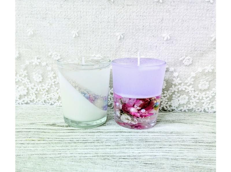 ３個セット数量限定！【ミニフラワーキャンドル２層で可愛い】３名様各１点づつも可能　お花を閉じ込めた可愛らしいキャンドルです。の紹介画像