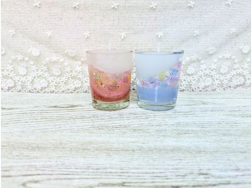 【ミルキーラインキャンドル2個セット】パステルカラーのラインが可愛い♪の画像