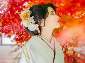 Osaka Autumn Leaves Walk Kimono Rental 6-hour Plan (Hairstyle included, unlimited hair accessories, free magnet)