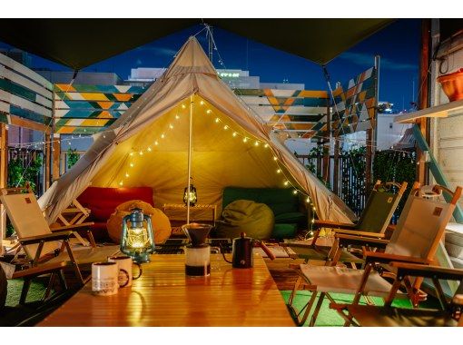 [Osaka, Namba/Nihonbashi] Enjoy casual camping in the city! Make pizza and experience BBQ while traveling! Conveniently located just 1 minute walk from the station!の画像