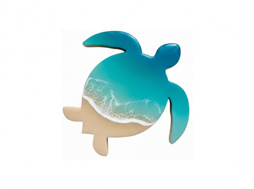 【宮古島・当日予約OK】空港5分！雨の日OK｜送料無料！大きな『ウミガメ』に海を描く本格レジンアート体験｜お子様も大人も夢中の波作り体験！の画像