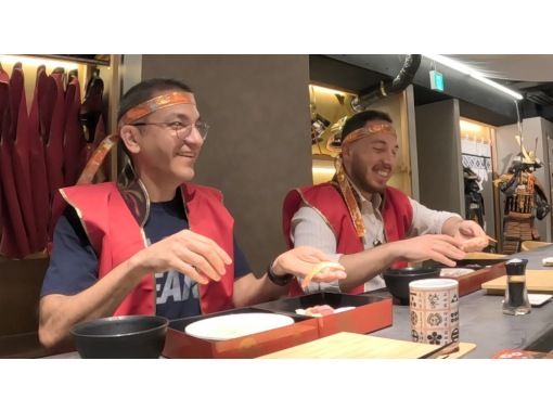 [Tokyo, Asakusa] Experience making sushi while feeling like you've traveled back in time to the Sengoku period! Entertainment restaurant/Shogun course (Japanese whiskey tasting)の画像