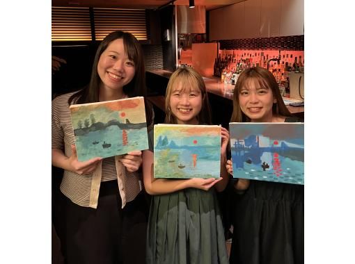 【東京・学芸大学駅】BARでお酒を飲みながらお話しながらキャンバスに絵を描く2h体験！手ぶらでOK！の画像
