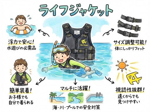 《ライフジャケットレンタル》空港から車で10分｜90㎝～200㎝・15kg～130kg対応｜洗い不要の画像