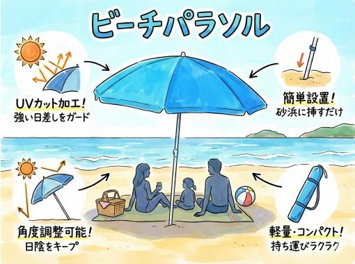 《ビーチパラソルレンタル》空港から車で10分の画像