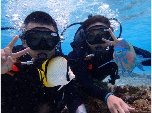 【沖縄・水納島】日帰り海水浴&ボートシュノーケル&体験ダイビング or パラセーリング(Aプラン)
